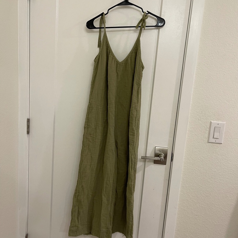 Green Overall Jumper Muslin Cotton Fall Granola Boho Indie Hippie Casual